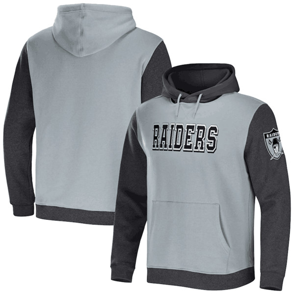 Las Vegas Raiders x Darius Rucker Collection Gray/Charcoal Colorblock Pullover Hoodie